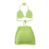 Fashion Sexy Halter Neck Bikini Skirt Three-Piece Swimsuit