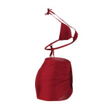 Fashion Sexy Halter Neck Bikini Skirt Three-Piece Swimsuit