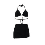 Fashion Sexy Halter Neck Bikini Skirt Three-Piece Swimsuit
