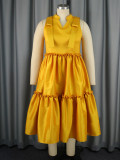Spring Yellow Sleeveless Ruffles Long Dress