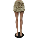 Stylish Pocket Stretch Denim Mini Skirts