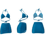 Fashion Sexy Halter Neck Bikini Skirt Three-Piece Swimsuit