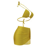 Fashion Sexy Halter Neck Bikini Skirt Three-Piece Swimsuit