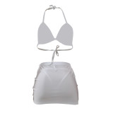 Fashion Sexy Halter Neck Bikini Skirt Three-Piece Swimsuit