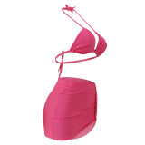 Fashion Sexy Halter Neck Bikini Skirt Three-Piece Swimsuit