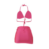 Fashion Sexy Halter Neck Bikini Skirt Three-Piece Swimsuit