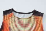 Trendy Printed Round Neck Sleeveless Bodycon Maxi Dress