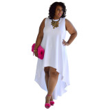 Plus Size Sleeveless Sexy High Low Casual Dress