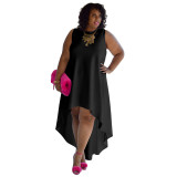 Plus Size Sleeveless Sexy High Low Casual Dress