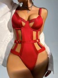 Sexy Lace-Up Hollow Strap One-piece Sexy Teddy Lingerie