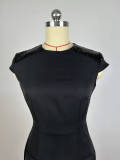 Chic Short Sleeve Sequin Embellished Bodycon Black Dress