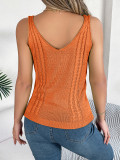 Hollow Out V-Neck Knitted Tank Top Fashion Resort Top