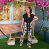 Leopard Printed Stretch Flare Pants