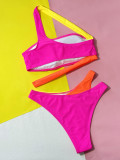 Hollowed Bikini Contrast Color Sexy Two Pieces Swimwear