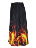 Plus Size Printed Elegant Loose Long Skirt