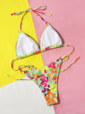 Floral Print Triangle Bikini Set