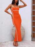 Sexy Contrast Color Cami Long Dress
