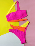 Hollowed Bikini Contrast Color Sexy Two Pieces Swimwear