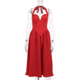 Halter Neck Chic V-neck Swing Dress