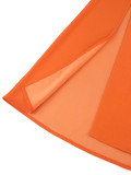 Orange Ruffles Slash Shoulder Slit Long Party Dress