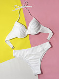 White Sexy Halter Bikini Two Pieces Swimwear