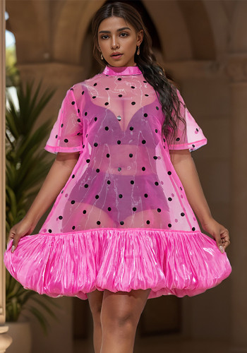 Sexy See Through Polka Dot Ruffle Dress Cover-Up