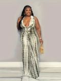 Plus Size Fashion Tie Dye Print Sleeveless Top and Pants Two-piece Set