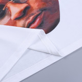 Trendy Hip Hop Round Neck Portrait Print Short Sleeve T-Shirt Top