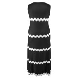 Plus Size Sleeveless Striped Print Casual Maxi Dress