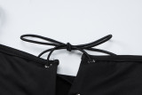 Sexy Black Hollow Lace-Up Cami Mini Bodycon Dress