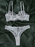 White See-Through Lace Sexy Lingerie Bra Pantie Set
