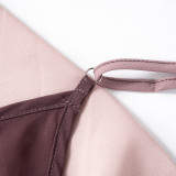 Gradient Print Sleeveless Straps Ruffle See-Through Mesh Irregular Maxi Dress