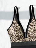 Leopard Mesh Sexy Bikini One-piece Swimsuit