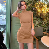 Fashion Solid Color Slim Fit Sleeveless Bodycon Dress