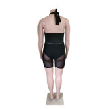 Plus Size Black Mesh See-Through Two-Piece Set