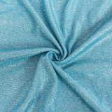 Glitter Blue Slash Shoulder Bodycon Dress