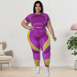 Plus Size Sports Tight Fit Work Out Yoga Two Piece Pants Set