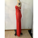 Sexy Red Lace Mermaid Cami Maxi Dress