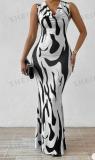 Print Cowl Neck Sleeveless Bodycon Maxi Dress