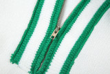 Knitting Turndown Collar Zipper Short Sleeve Crop Top and High Waist Skirt 2-piece Set