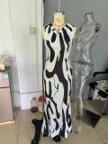 Print Cowl Neck Sleeveless Bodycon Maxi Dress