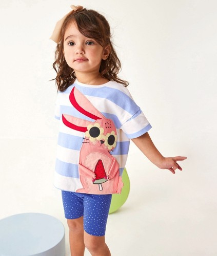 Kids Girl Summer Printed T-Shirt Casual Two Piece Set