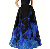 Plus Size Printed Elegant Loose Long Skirt