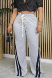 Trendy Striped Patchwork Casual Pants