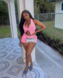 Casual Halter Crop Top and Shorts 2PCS Set