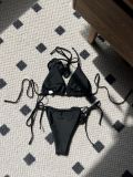 Solid Rose Drawstring Halter Bikini Set