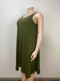 Plus Size Army Green Straps Loose Casual Dress