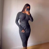 Sexy Shiny Two Way Long Sleeve Slim Dress