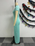 Sexy Solid Hollow Stretch Slit Tie Side Irregular Long Dress Shorts Two Piece Set