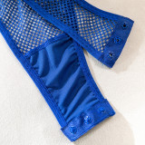 Fishnet See Through Bodysuit with Choker Sexy Lingerie 2PCS set